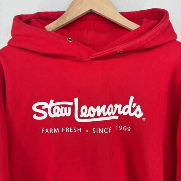 STEW LEONARDS Hoodie Adult XL Farm Fresh Supermarket Sweatshirt Fleece Red - Picture 4 of 14